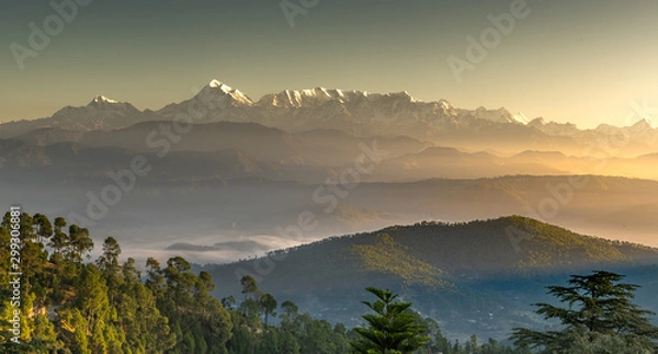 Fototapeta Himalayan range during sunrise in different colours