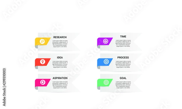 Obraz vector modern step Infographic stack chart design with icons and 6 options or steps. for business concept. Can be used for presentations banner, workflow layout, process diagram, flow chart