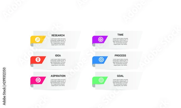 Obraz vector modern step Infographic stack chart design with icons and 6 options or steps. for business concept. Can be used for presentations banner, workflow layout, process diagram, flow chart
