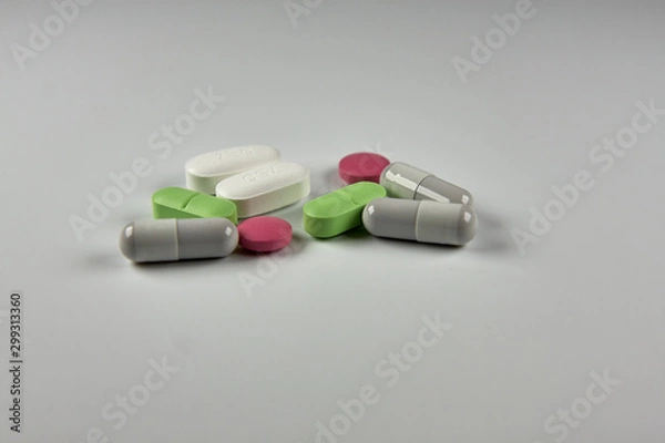 Obraz pills on white background