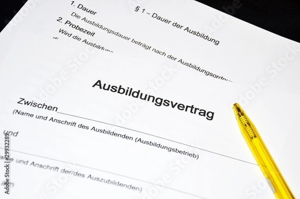 Fototapeta Ausbildungsvertrag