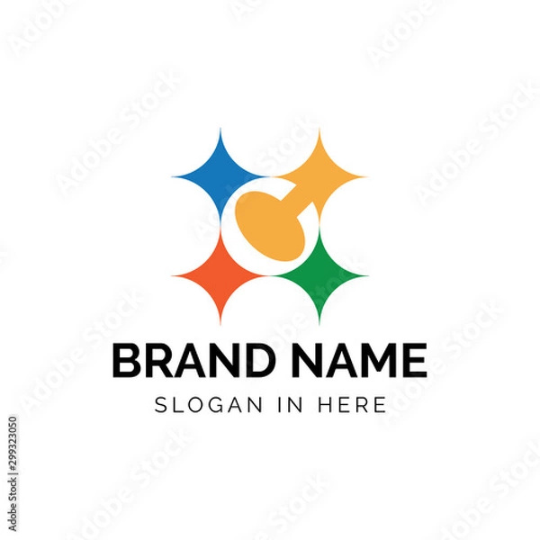 Fototapeta Initial C letter with blink effect vector logo illustration