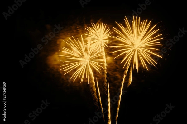 Obraz Golden fireworks on a black background