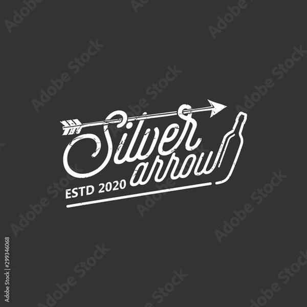Fototapeta Silver arrow typography logo design bottle drink product