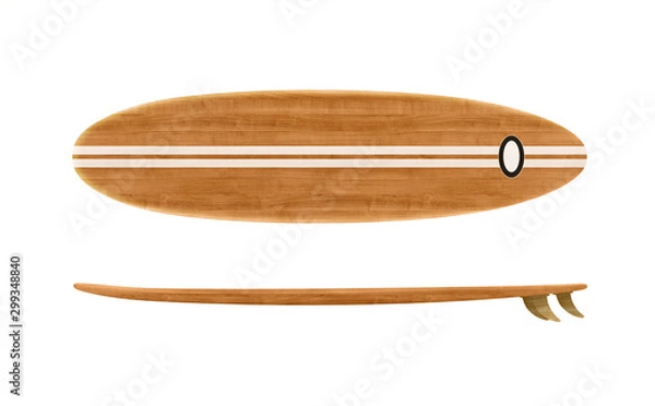 Obraz Deska surfingowa Vintage drewna na białym tle