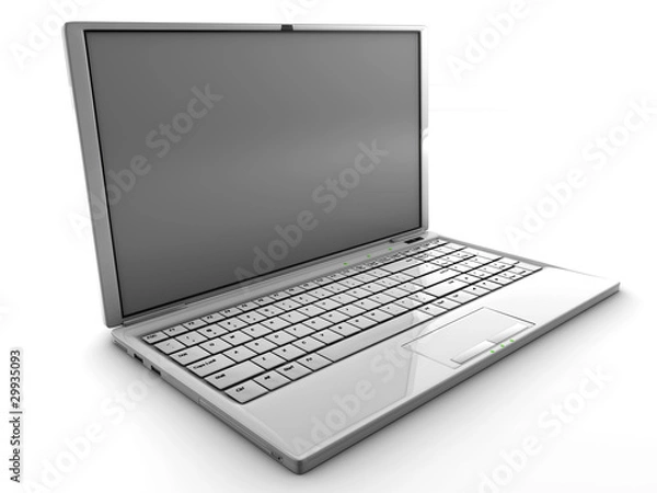 Obraz White 3D detailed render laptop isolated with a blank screen