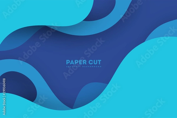 Fototapeta 3D abstract blue background with paper cut shapes. Vector design layout for business presentations, flyers, posters and invitations. Colorful carving art ep 10