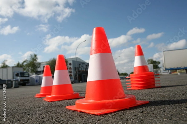Obraz Orange cones in a urban environment