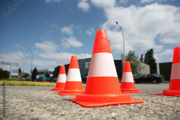 Obraz Orange cones in a urban environment