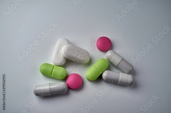 Obraz pills on white background