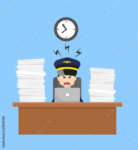 Obraz Pilot - Frustrated from Office Work