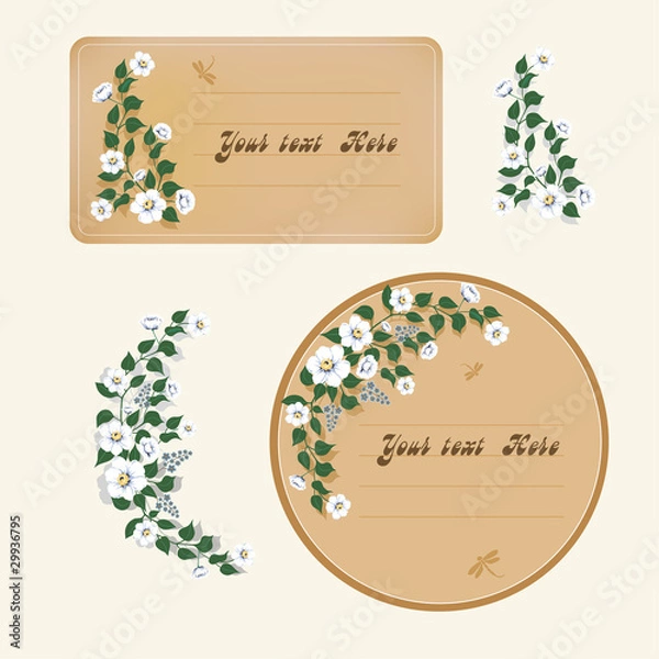 Fototapeta Two labels with flowers