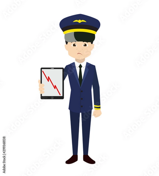Fototapeta Pilot - Presenting Loss Graph on Tablet