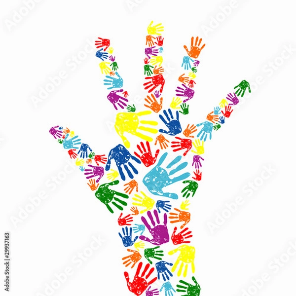 Fototapeta abstract vector hand prints background