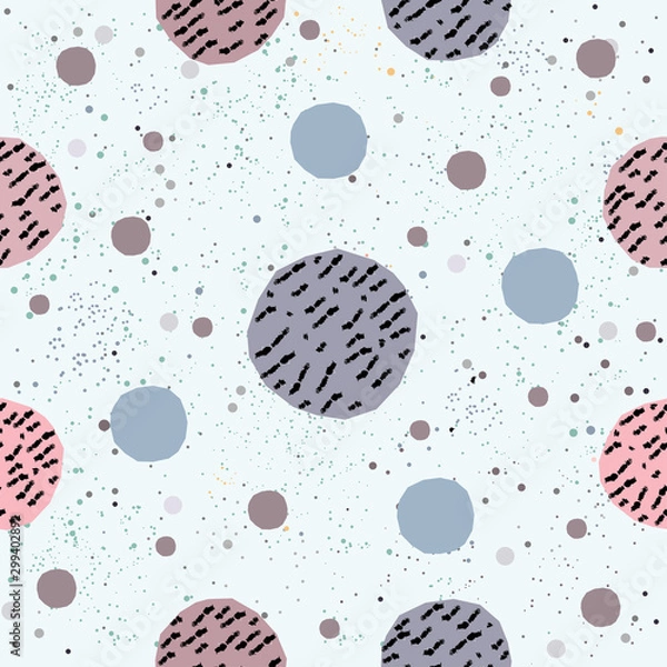 Obraz Cute Seamless Pattern with colorful ball on paper background with stripes. Hand Drawn.