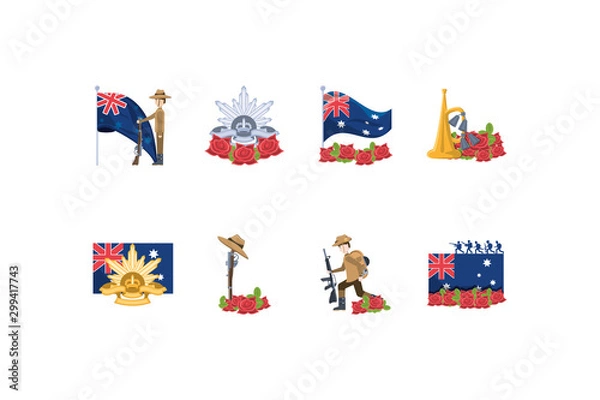 Fototapeta Variety australia icon set pack vector design