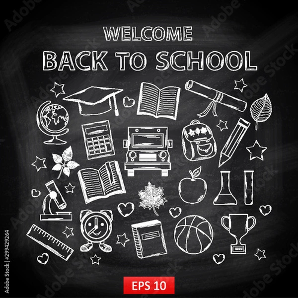 Obraz Chalk board Welcome back to school