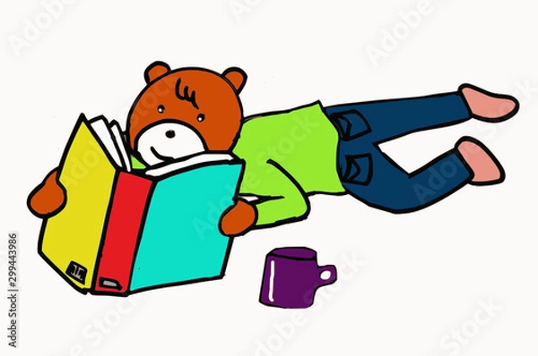Obraz a bear reading