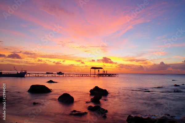Obraz Pier with sunset