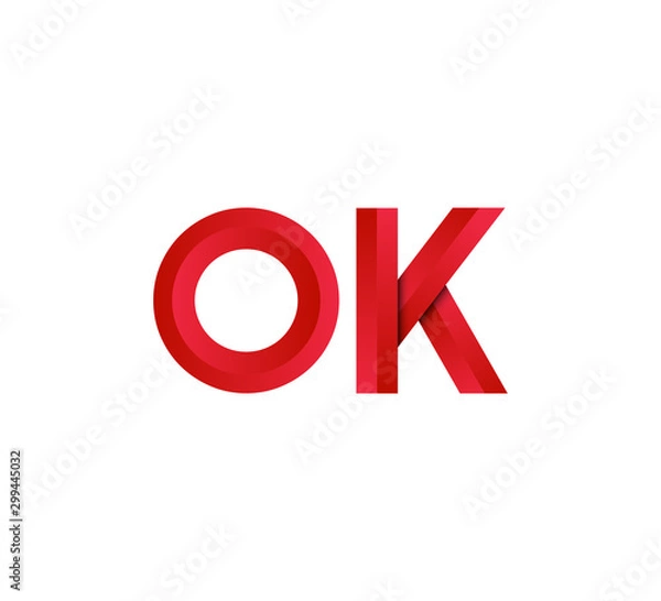 Fototapeta Initial two letter red 3D logo vector OK