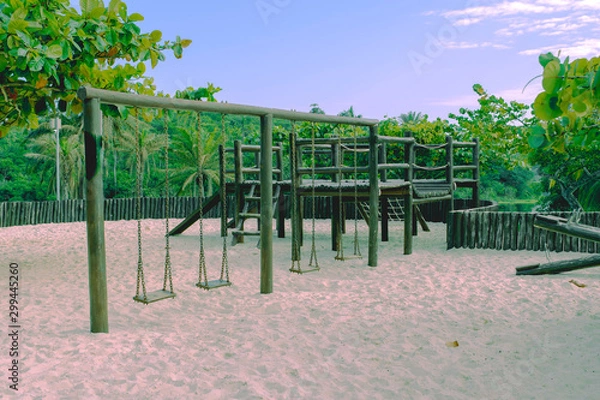 Obraz park with swing and cottage