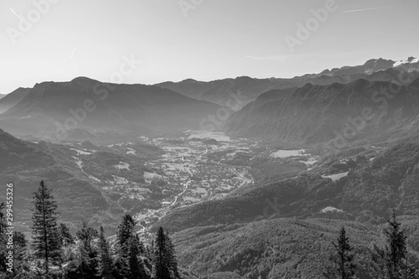Fototapeta View from the Katrin. The Katrin is a mountain in Upper Austria near Bad Ischl and belongs to the Katergebirge