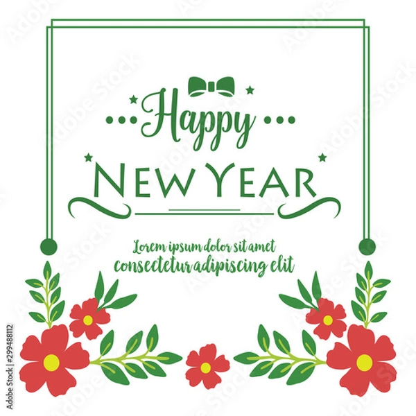 Obraz Template happy new year with design element red wreath frame. Vector