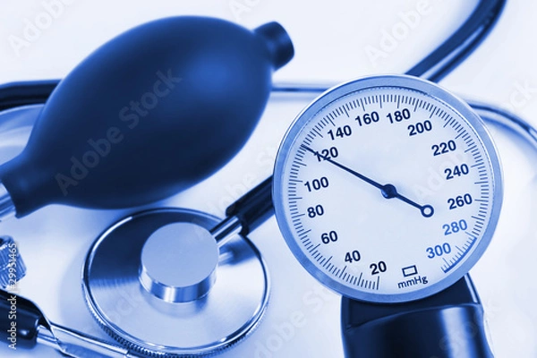 Fototapeta Scale of pressure and stethoscope