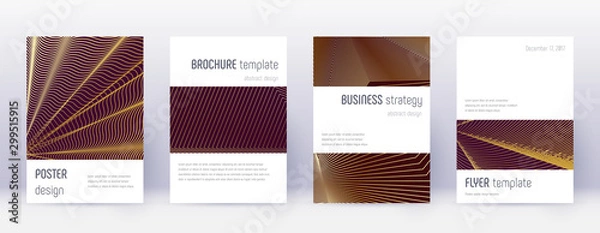 Fototapeta Minimalistic brochure design template set. Gold ab