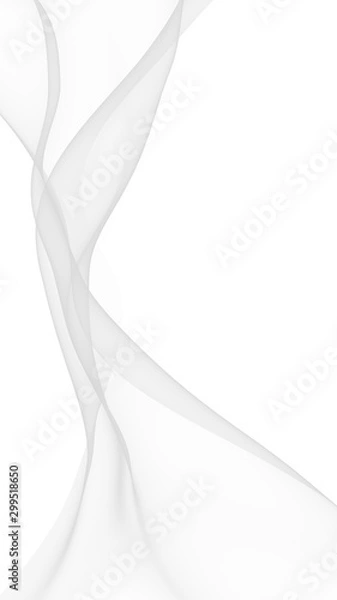 Fototapeta White abstract background. Fluttering white scarf. Waving on wind white fubric. 3D illustration