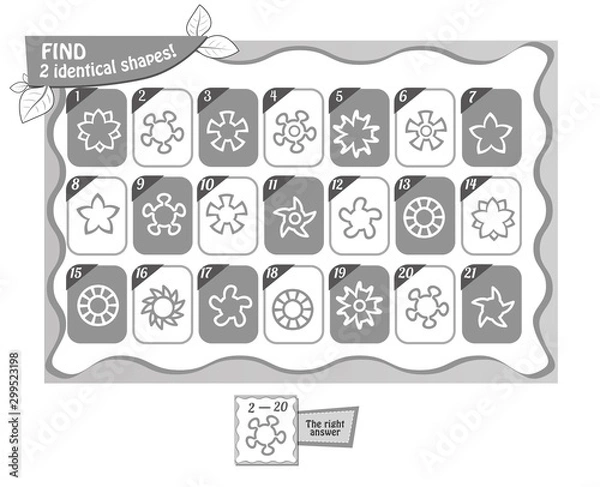 Obraz coloring book find 2 identical shapes