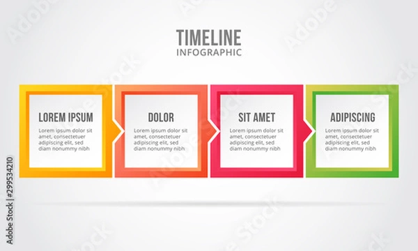 Fototapeta business timeline infographic. 4 option step point. chart graphic. vector. template