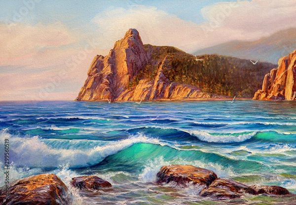 Obraz Painting seascape. Sea wave.