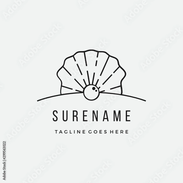 Fototapeta Shell and pearl logo vector icon illustration custom logo design vector