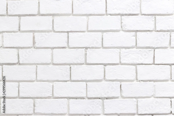 Fototapeta White bricks wall texture for pattern abstract background. close up.