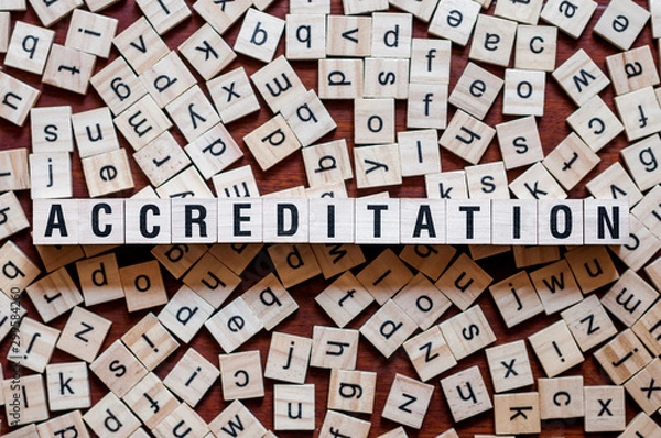 Obraz Accreditation word concept on cubes for articles
