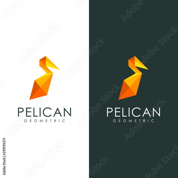 Fototapeta pelican bird logo, vector illustration in a modern abstract geometric style
