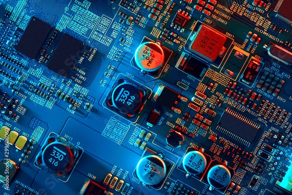 Obraz Electronic circuit board close up.