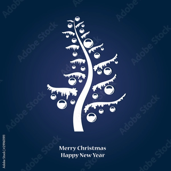 Fototapeta christmass tree on blue background. vector
