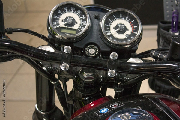 Fototapeta closeup view of a speedometer of a motor bike 