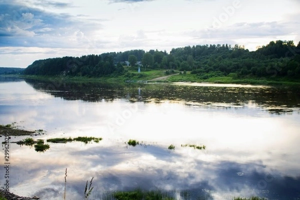 Fototapeta река Сухона на закате