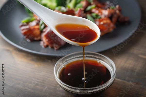 Fototapeta teriyaki sauce image with chicken and broccoli