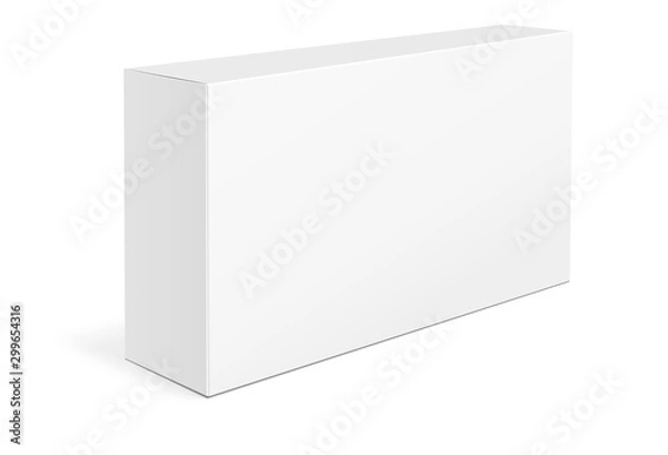 Fototapeta White Product Cardboard Package Box Mock Up  Isolated On White Background. Mockup of  Packaging Box for your design. Vector illustration