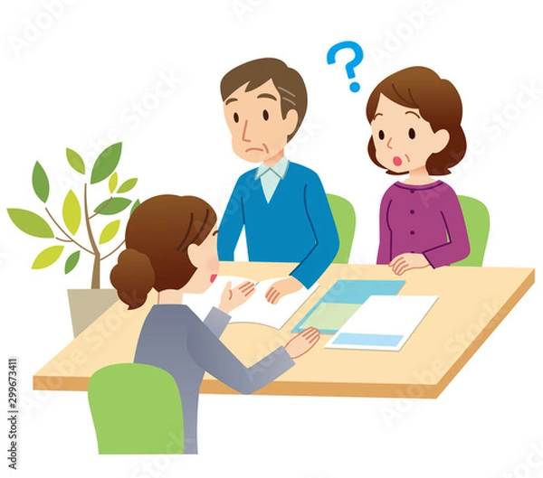 Fototapeta 相談する夫婦　中年　シニア