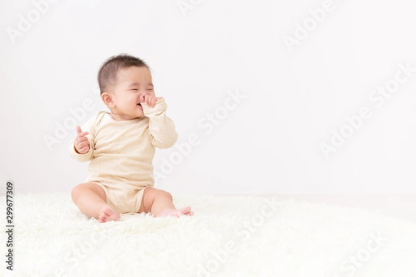 Obraz 白背景と赤ちゃん