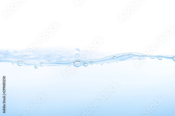 Fototapeta Water splash Aqua flowing in waves and creating bubbles Drops on the water surface feel fresh and clean isolated on white background