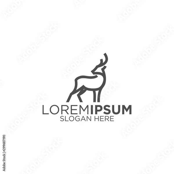 Fototapeta Simple line art deer logo design