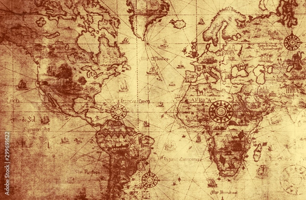 Obraz old vintage map of the world