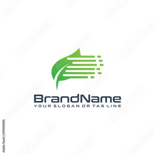 Fototapeta Leaf technology logo designs