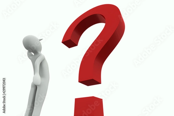Obraz Man looking at a question mark